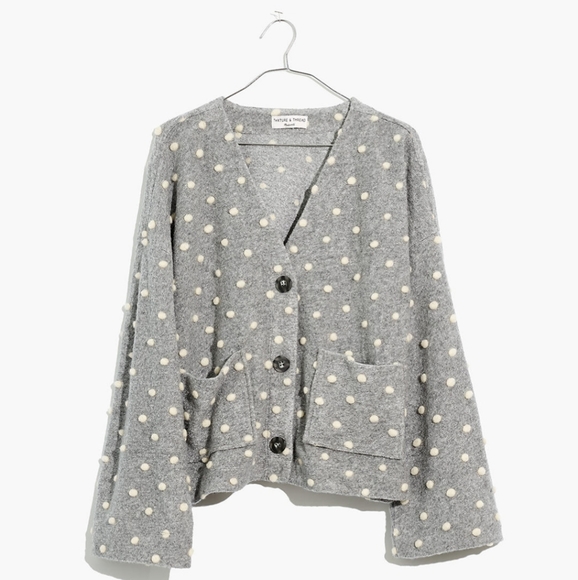 🔥LAST 1🔥NWT MADEWELL ADORABLE MINI POMS CARDI - Picture 4 of 5